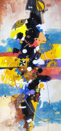 Zohaib Rind, 15 x 33 Inch, Acrylic on Paper, Abstract Painting, AC-ZR-266